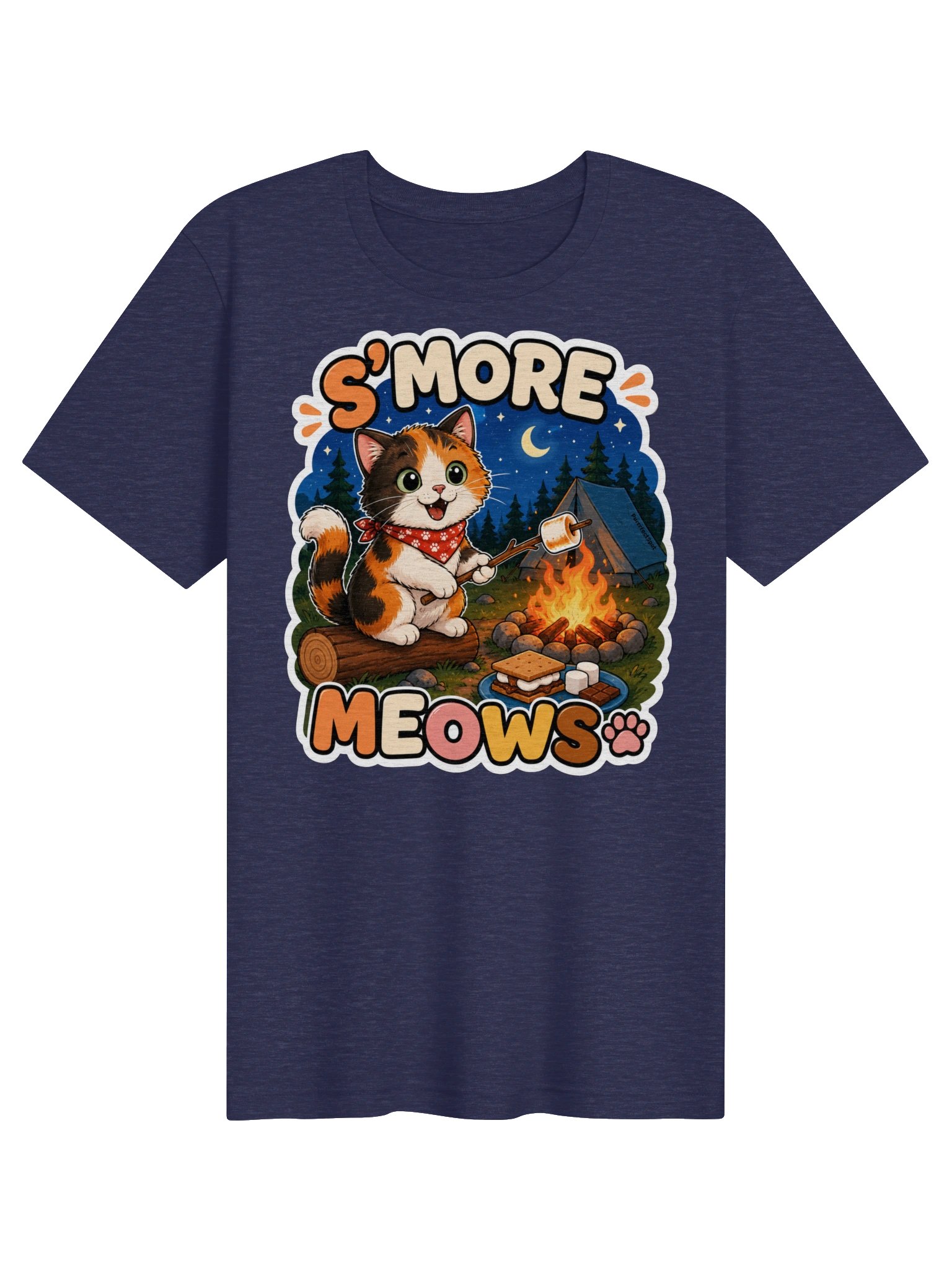 S'More Meows Calico Cat Camping T-Shirt product image (2)
