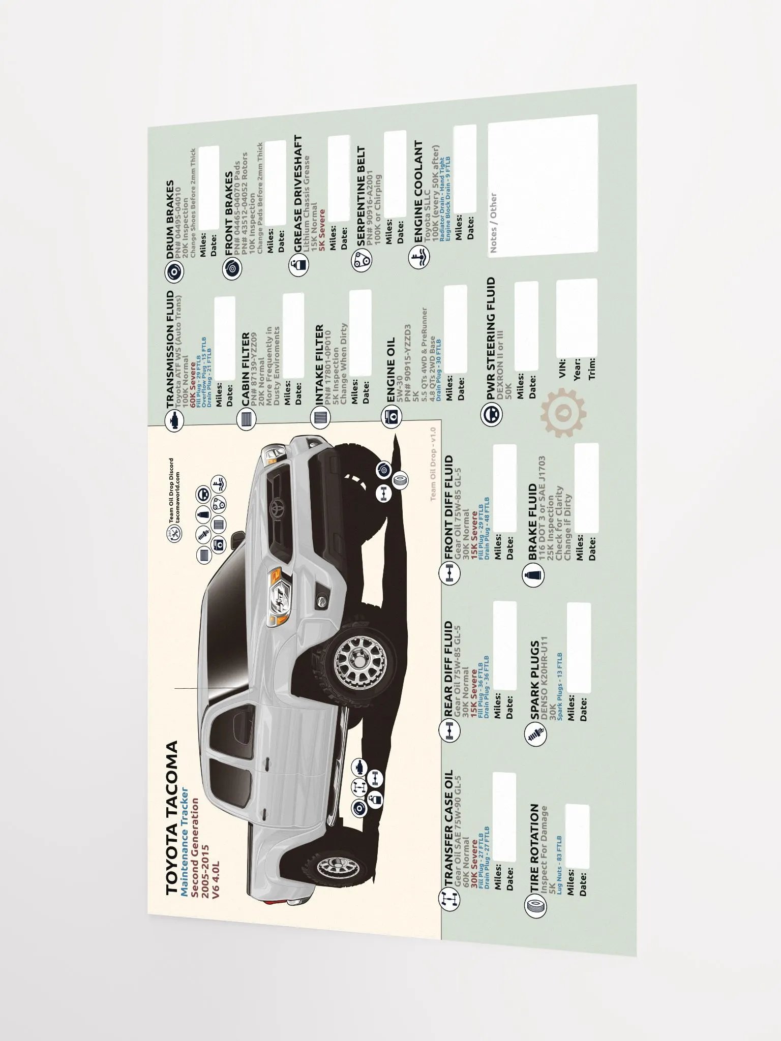 2nd GEN MAINTENANCE TRACKER V1.0 - White product image (4)