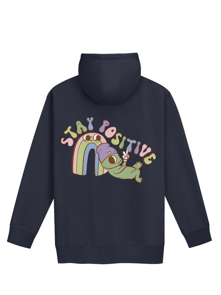 Stay Positive Frog Meditation Hoodie | 70s Mindfulness Front & Back Design product image (2)