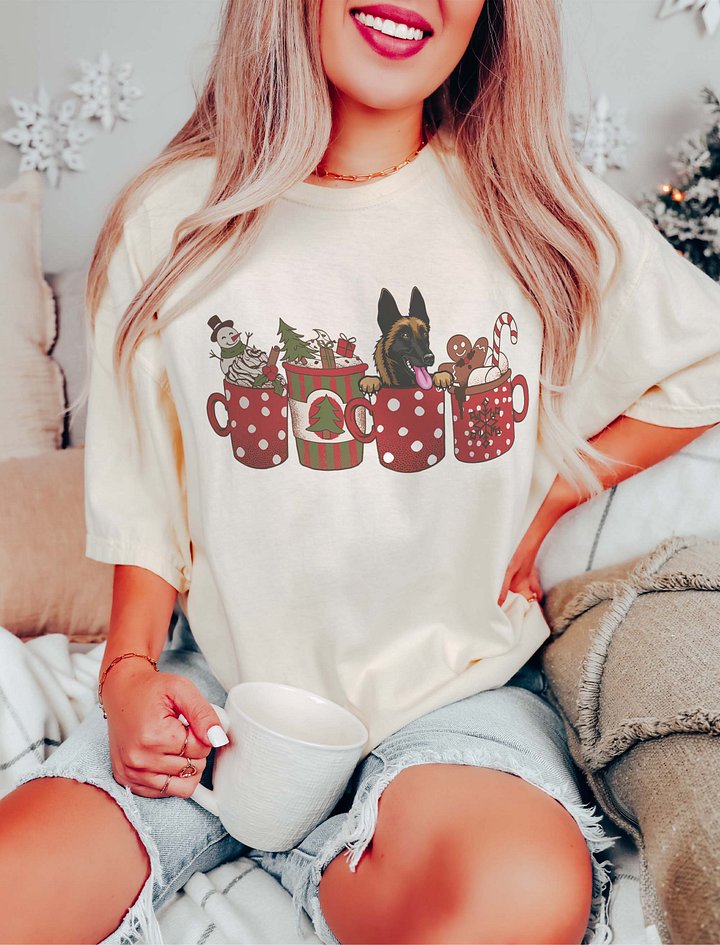 Cute Belgian Malinois in a Christmas Cup T-Shirt | Funny Christmas Pup in a Cup product image (11)