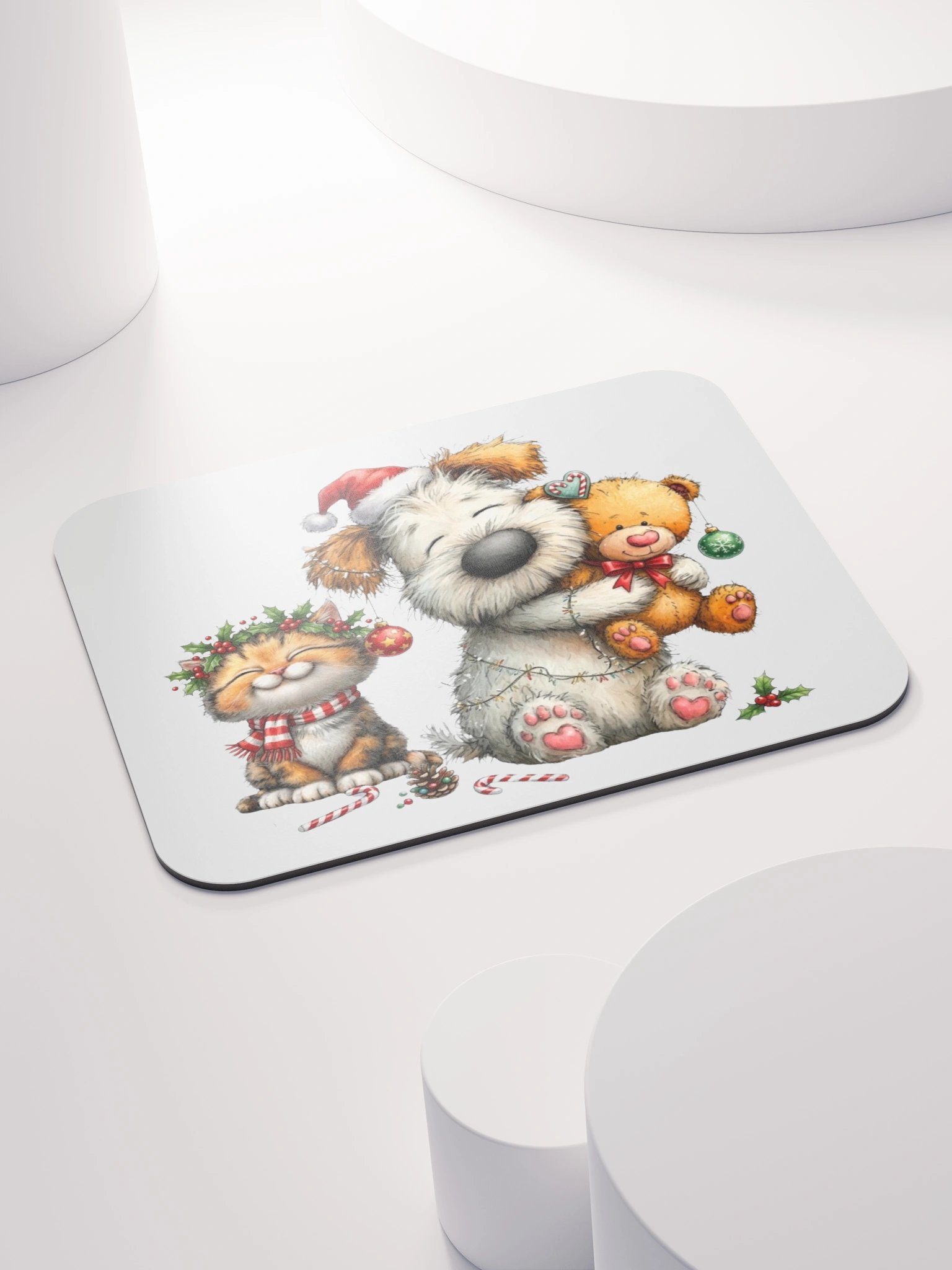 Christmas Dog Cat & Teddy Mouse Pad product image (4)