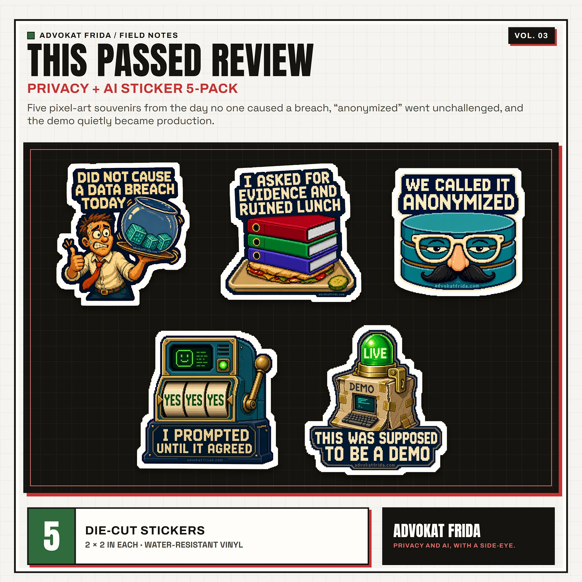 This Passed Review: Privacy + AI | 2-Inch Die-Cut Sticker 5-Pack product image (1)