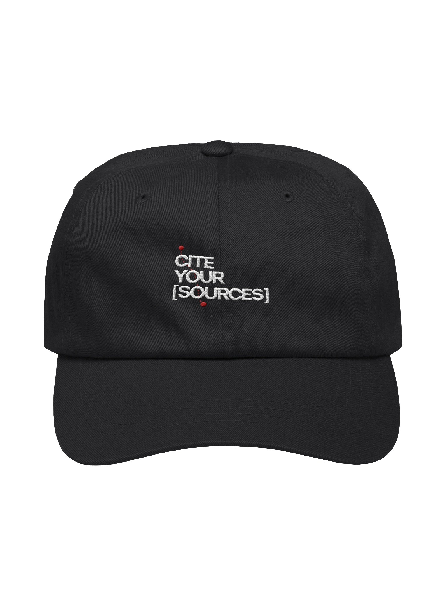 The "Cite Your Sources" Dad Cap (in the Dark) product image (1)
