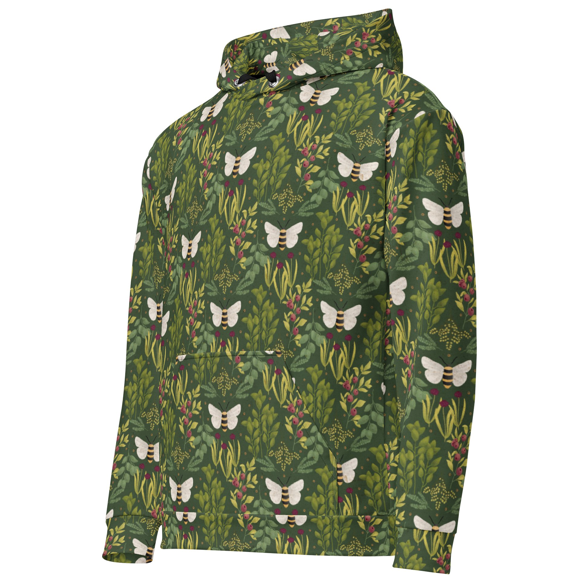 Bees and Foliage Unisex Cotton Hoodie product image (3)