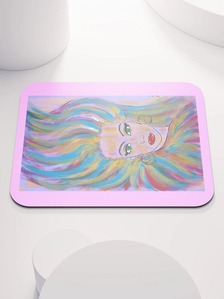Girl with the colorful hair - (art by Dina R.) - acrylic painting picture - Classic Mouse Pad product image (1)