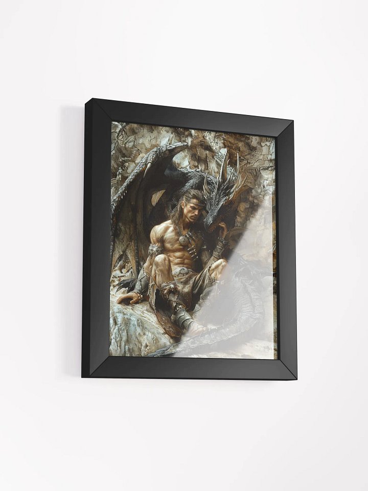 Warrior resting with his dragon - Framed High Quality Matte Poster product image (12)