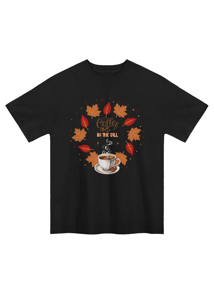 "Coffee In The Fall" Oversized Black Tee product image (1)
