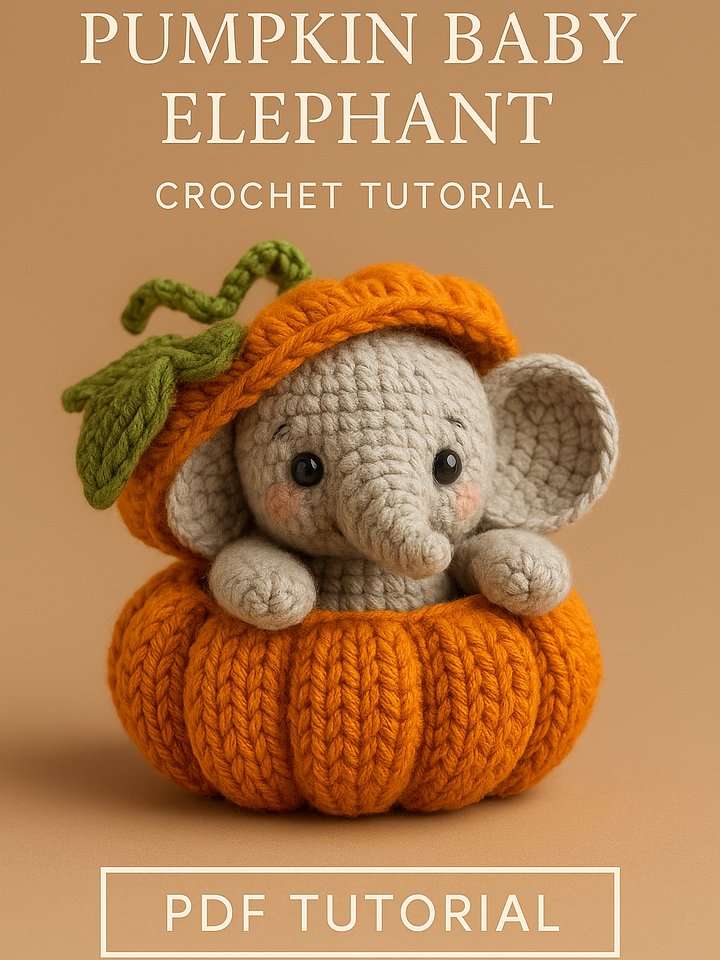Pumpkin Baby Elephant – Crochet Pattern PDF product image (1)