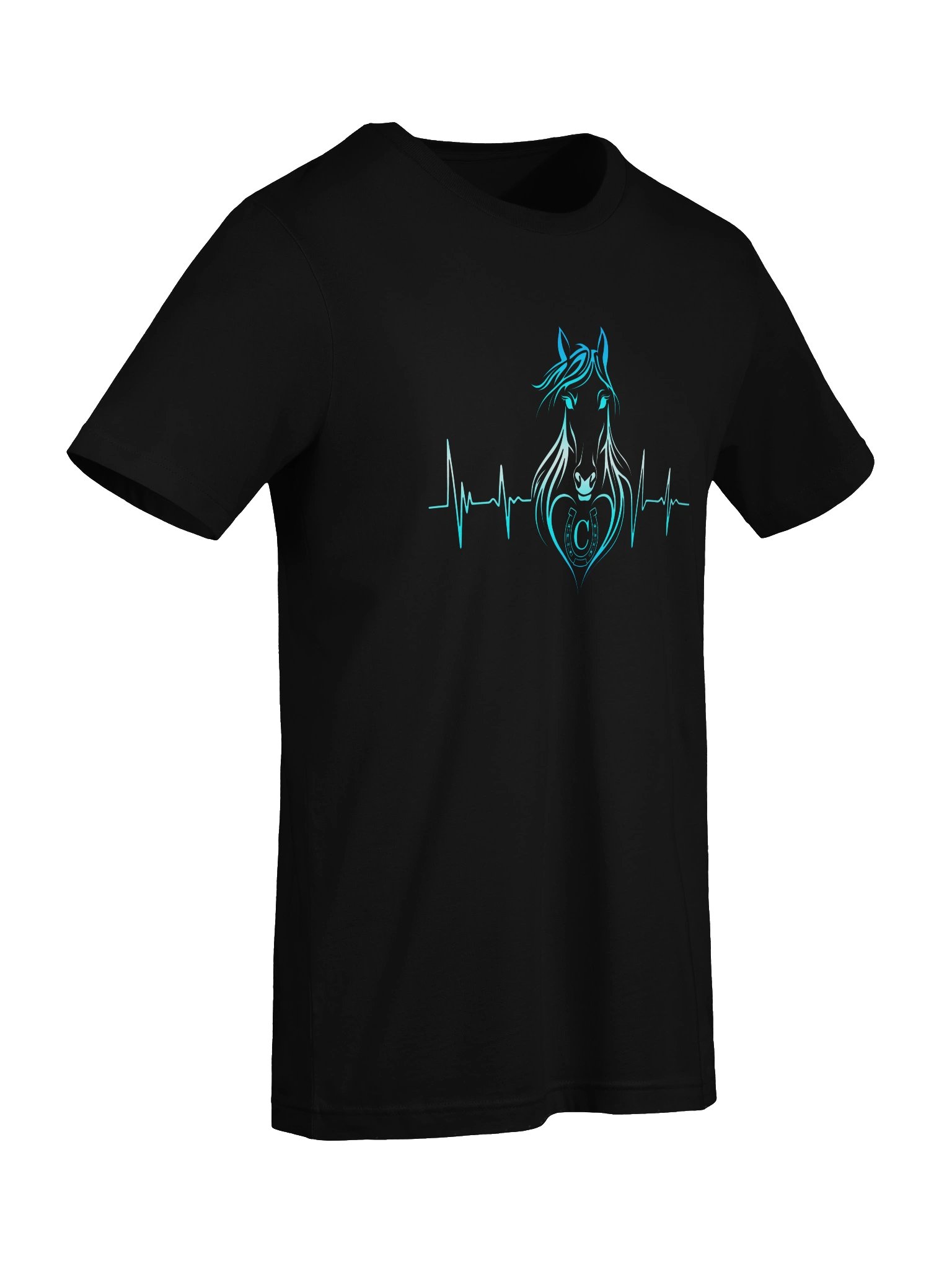 Personalized Horse Heartbeat T-Shirt with Letter C | Unisex Equestrian Gift product image (4)