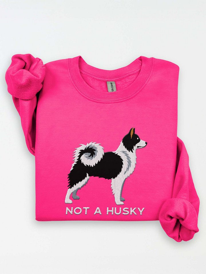 Not a Husky Sweatshirt (Embroidered) of a Yakutian Laika(Black & White) product image (1)