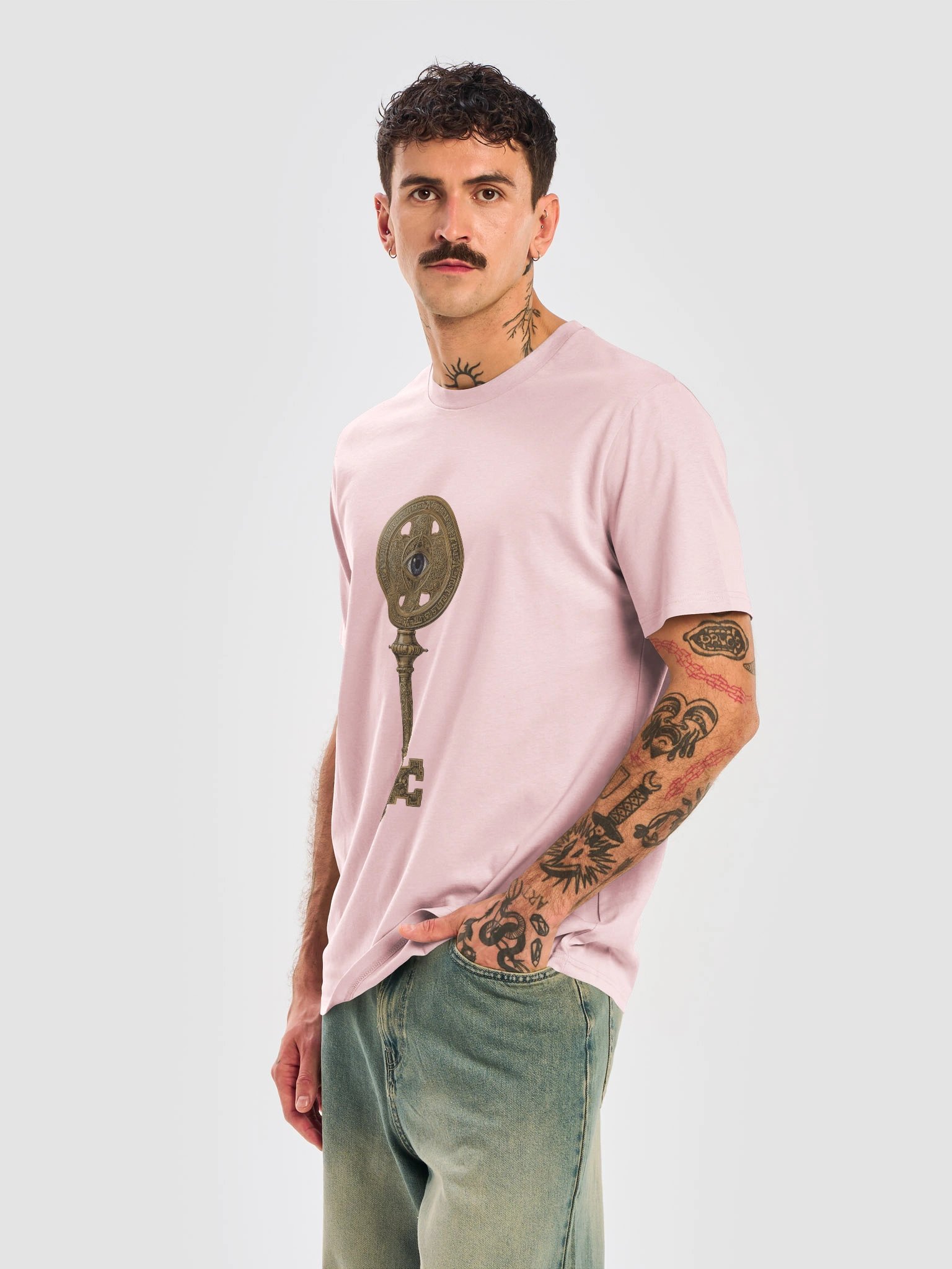 The Gatekeeper’s Key – Cotton Pink Sigil Edition (Front + Right Shoulder Print) product image (6)