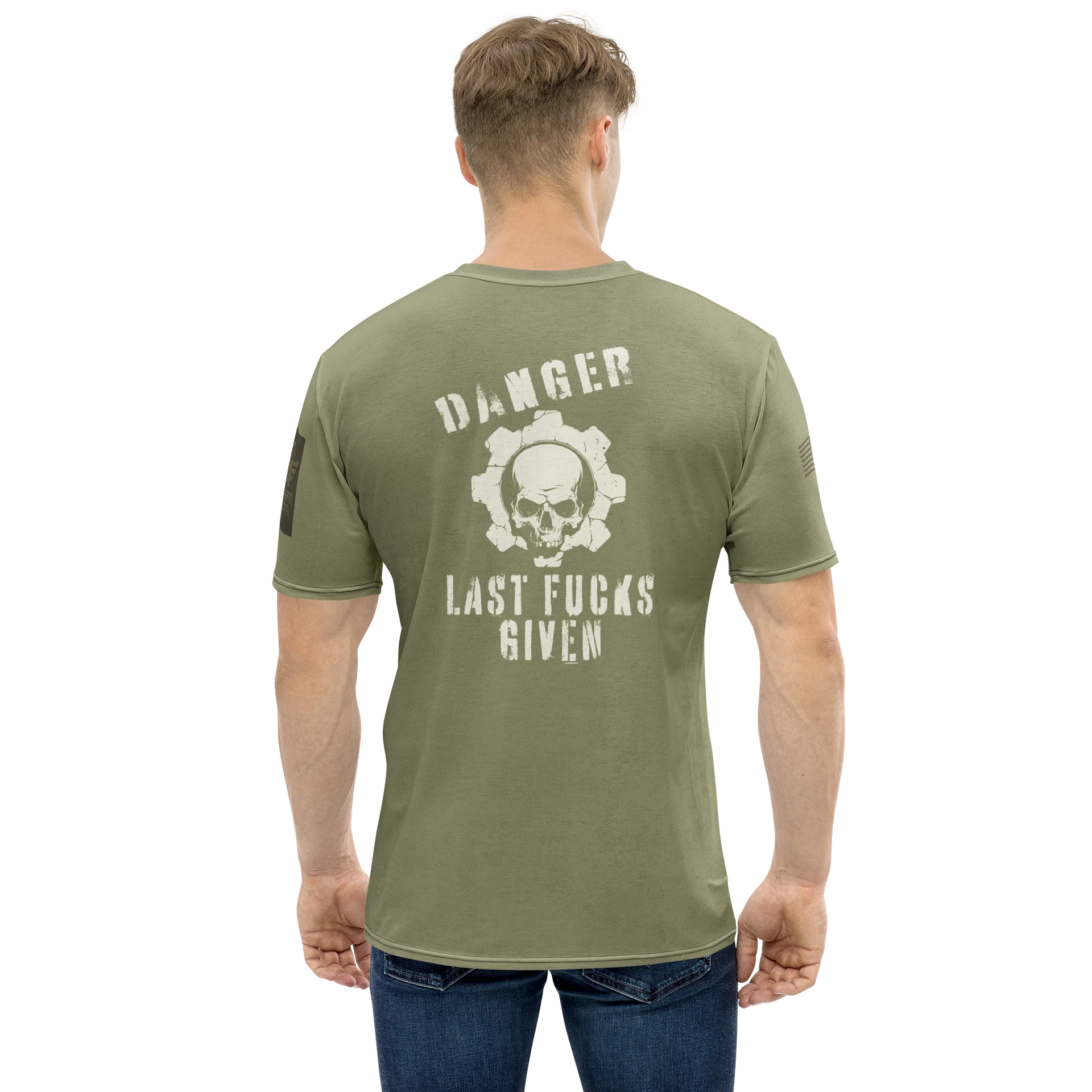 Danger Last Fucks Given MötoGraffitti Tee in OD Green product image (1)