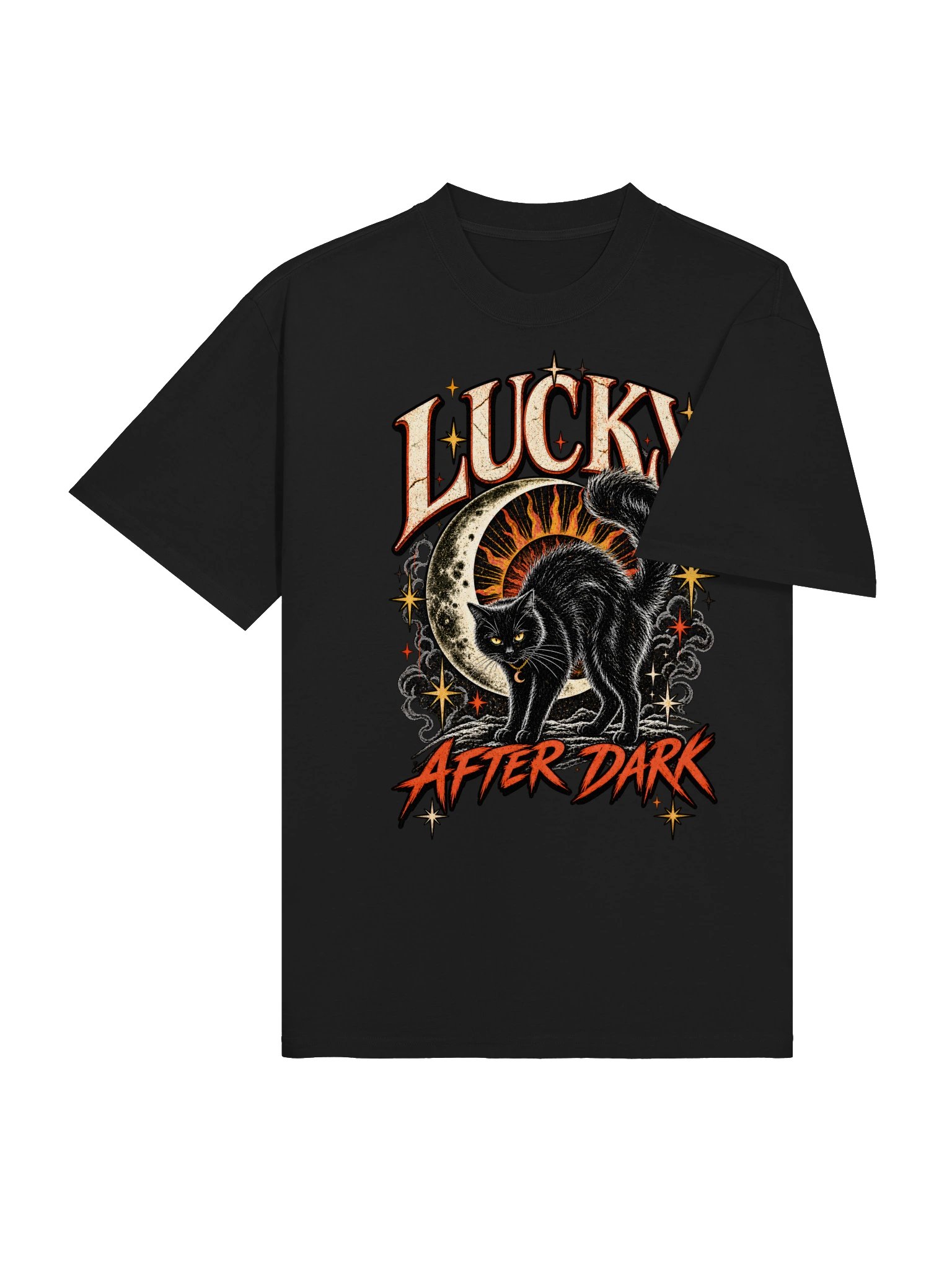 Black Cat Shirt | Lucky After Dark Celestial Graphic Tee product image (6)