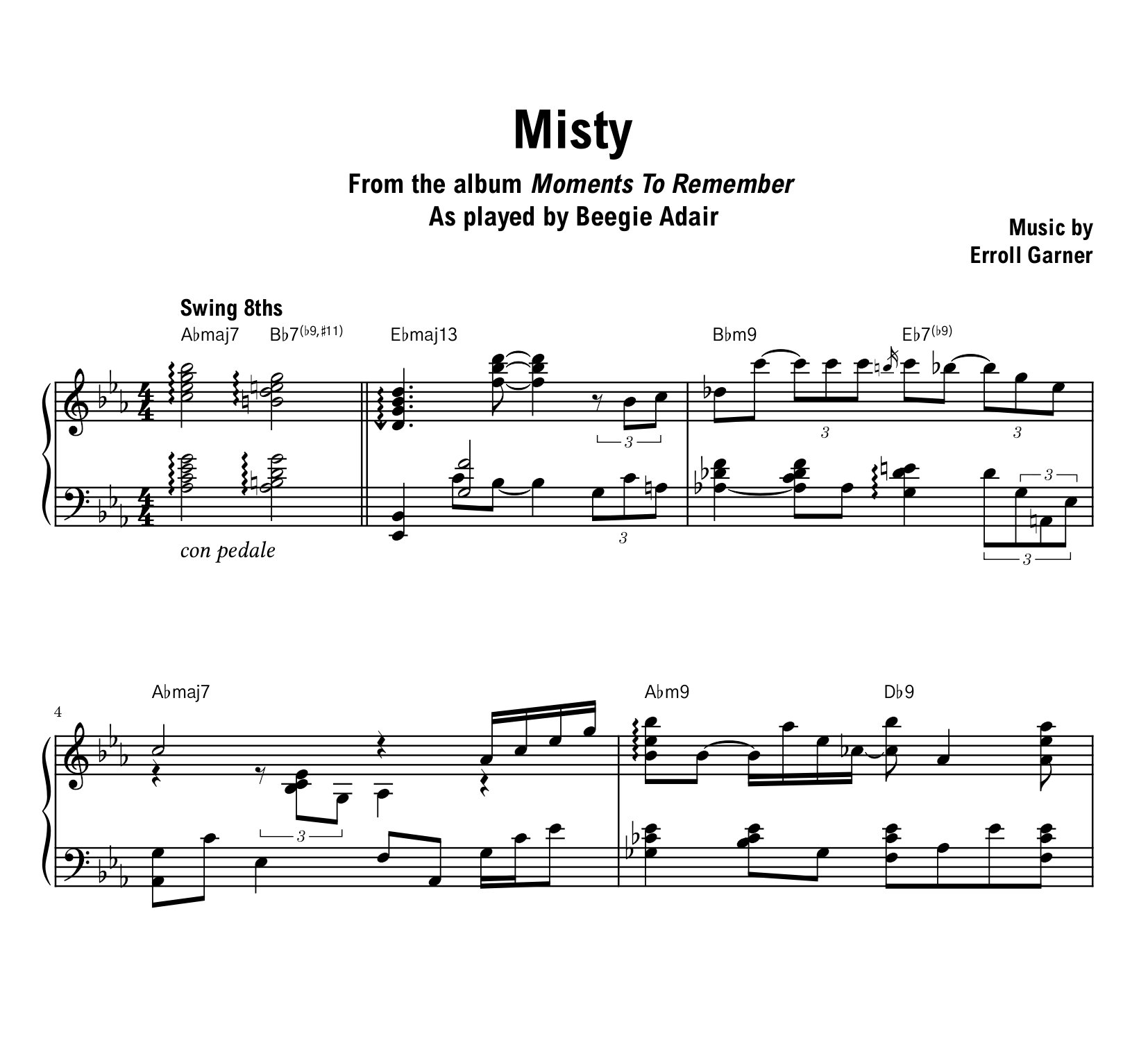 Beegie Adair - Misty - Sheet music (PDF) product image (1)