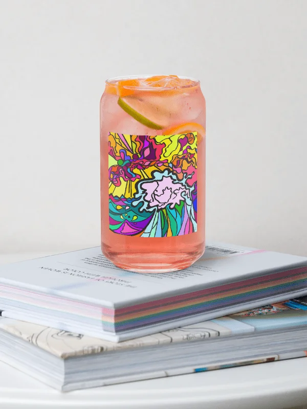 Vibrant Glass Can: A Fusion of Art and Function - Wave at Sunset product image (9)