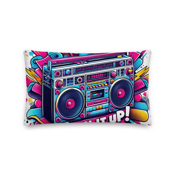 Retro Vibes Boombox Pillow | AI Design classic vintage Turn it Up product image (2)
