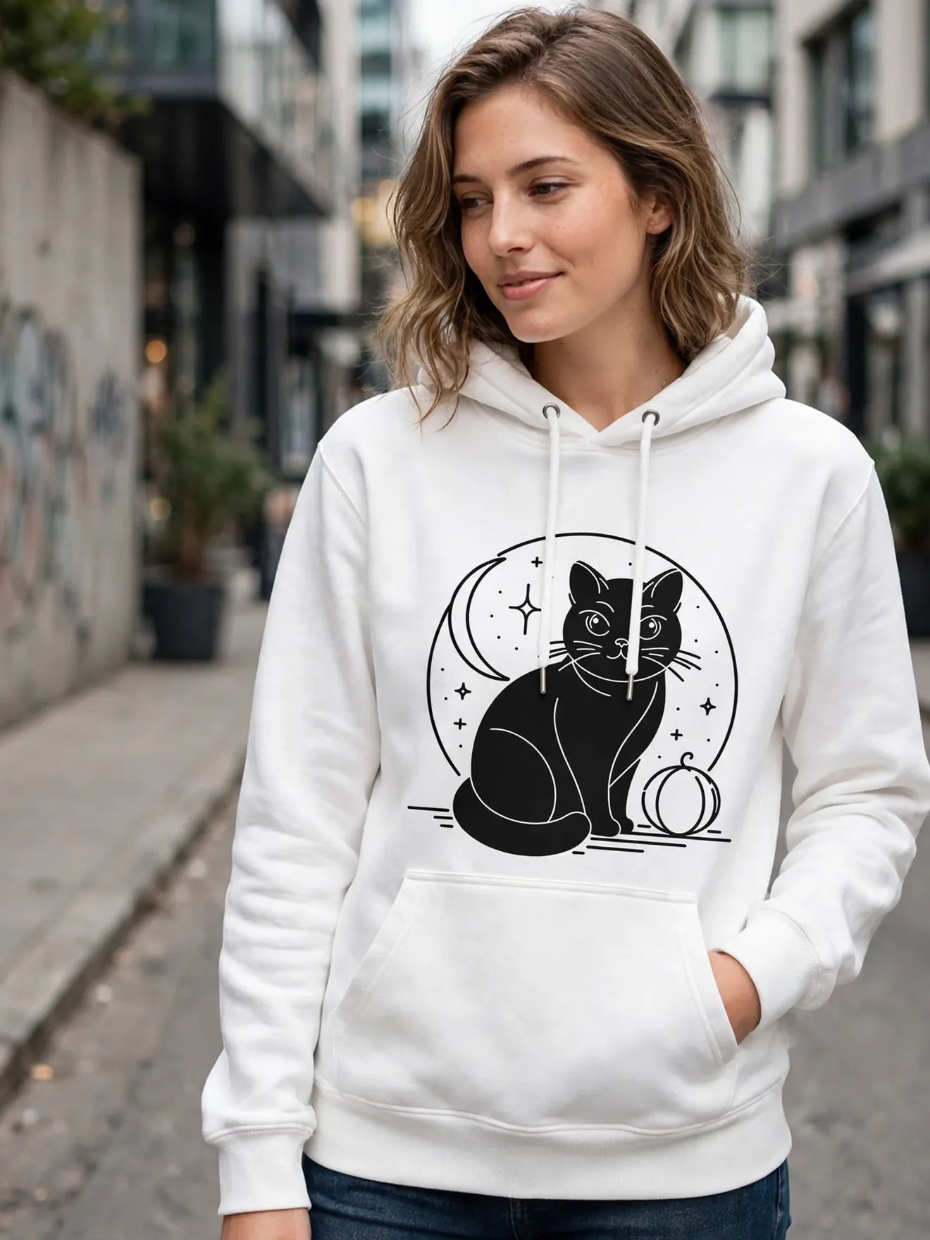 Midnight Cat Graphic Hoodie | IDLAR product image (4)