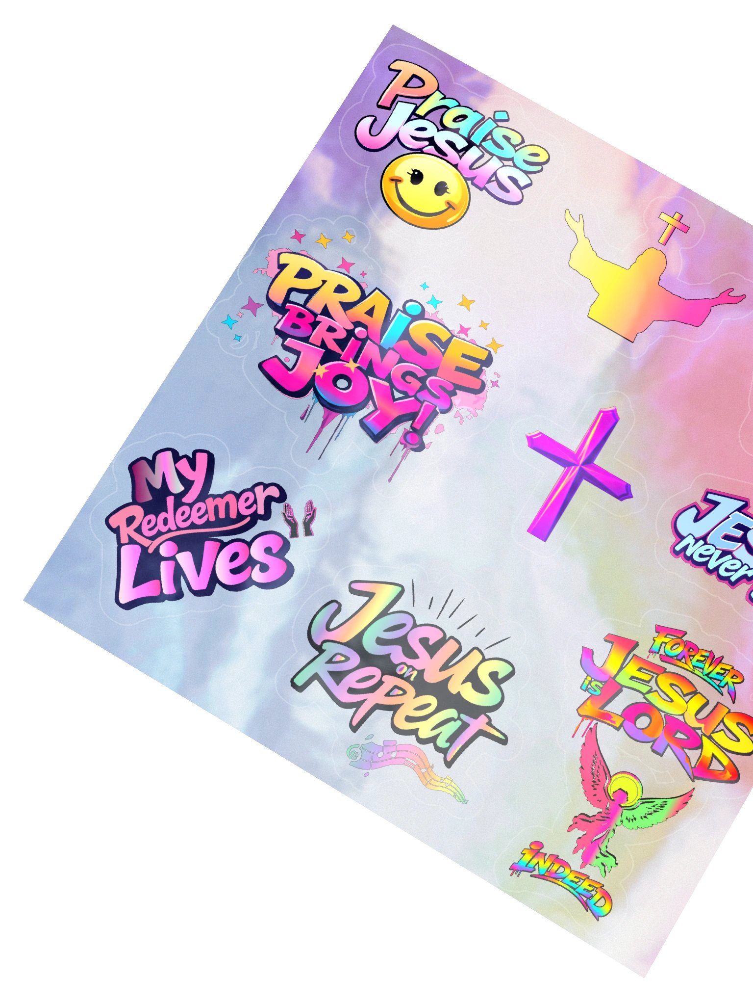 Praise Brings Joy Holographic Sticker Sheet product image (2)