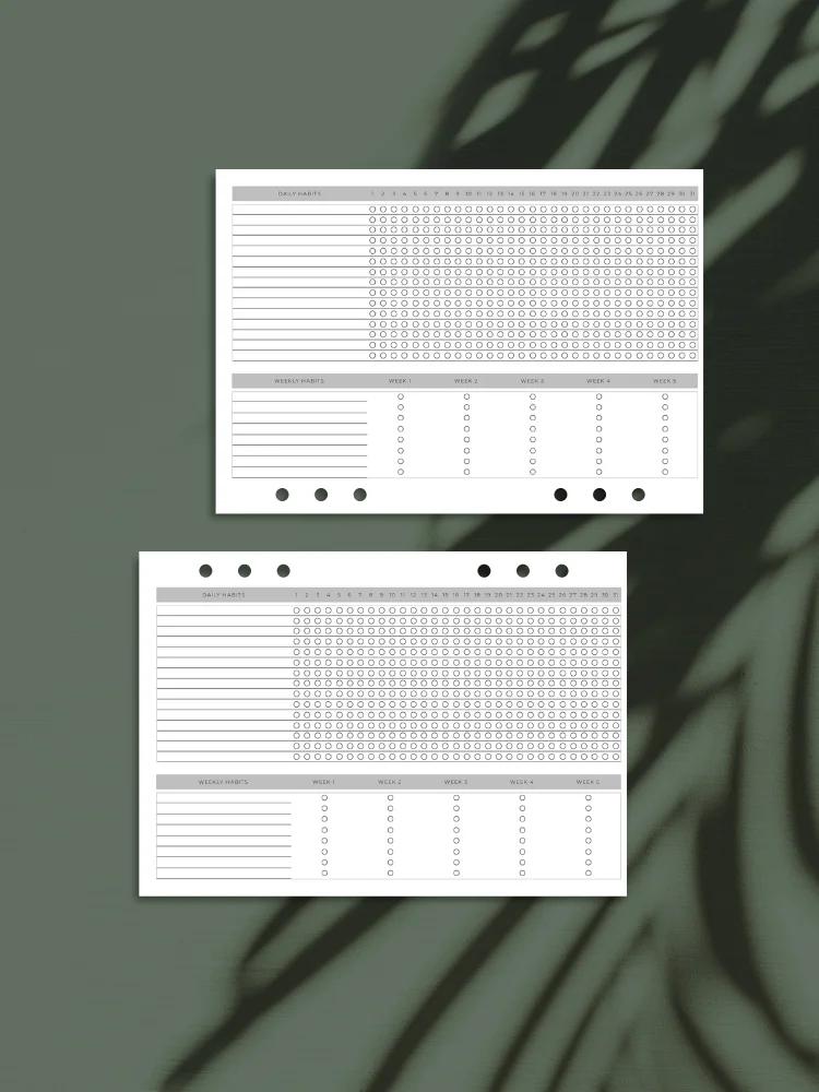 A5 Habit Tracker Inserts | Daily & Weekly Habit Monitoring | Printable product image (1)