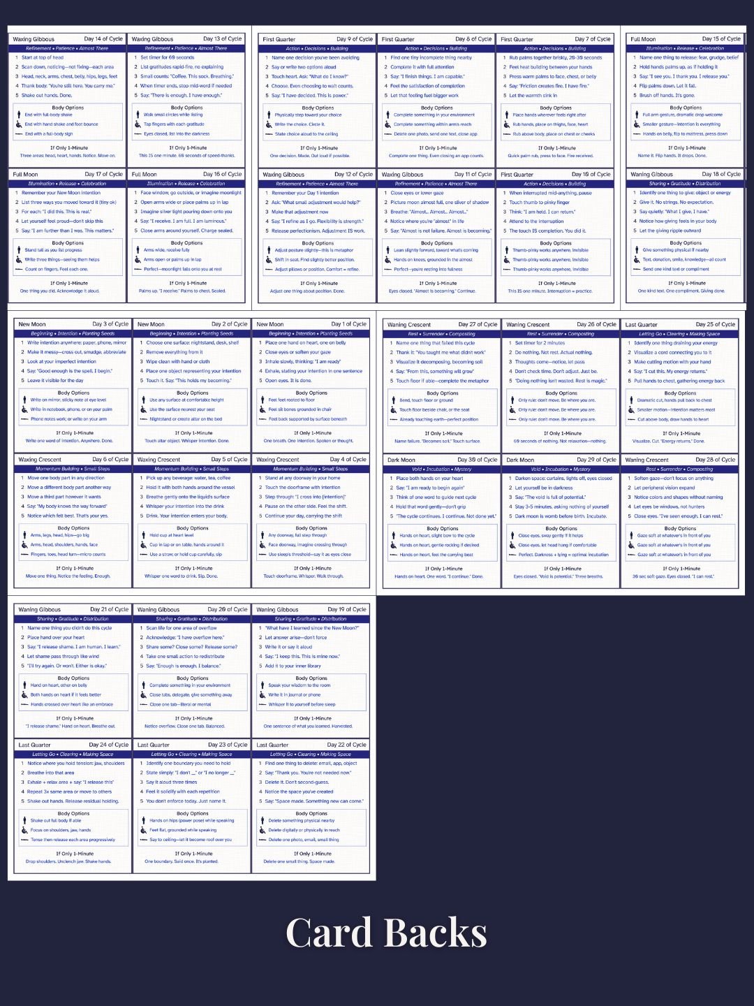 Moon Ritual Cards Printable | 30 Quick Practices for Every Body | ADHD Witch | Neurodivergent Friendly product image (9)