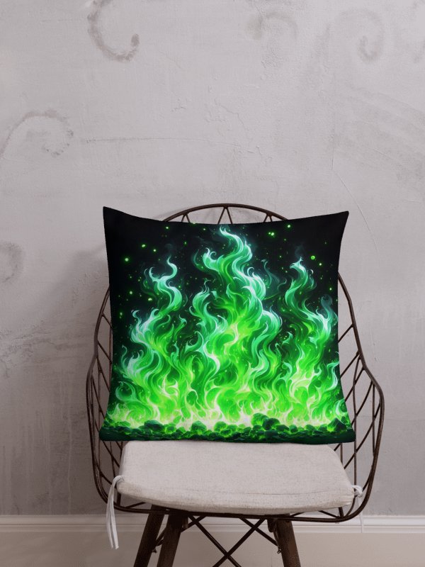 Emerald Inferno Premium Pillow | AI Design product image (1)