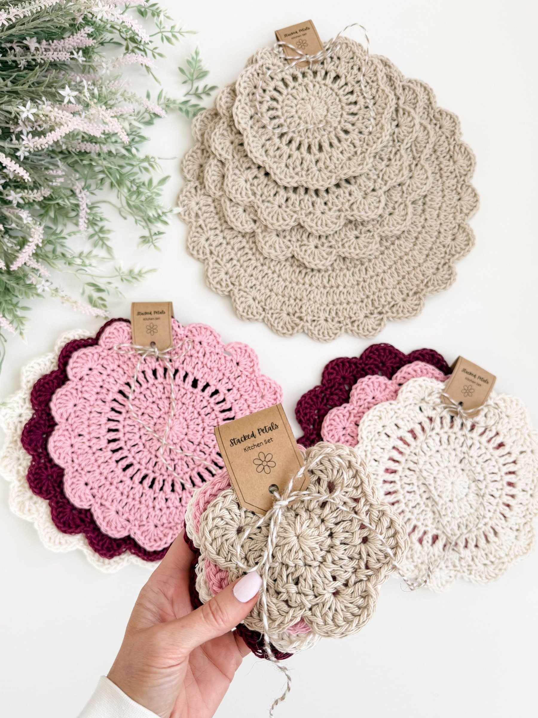 Stacked Petals Kitchen Set Crochet Pattern product image (5)