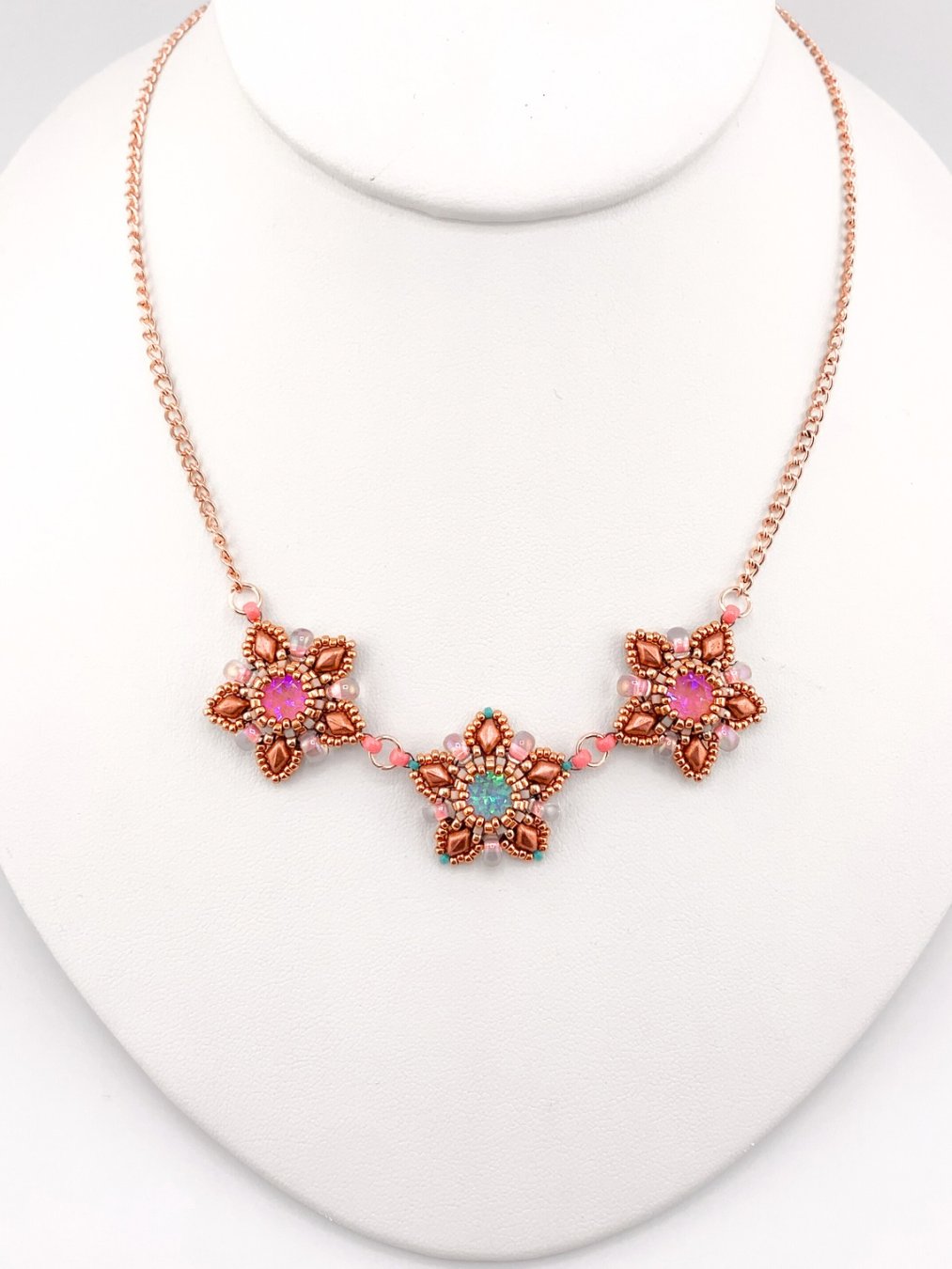 Surf Star Beaded Crystal Necklace - Rose Gold product image (1)