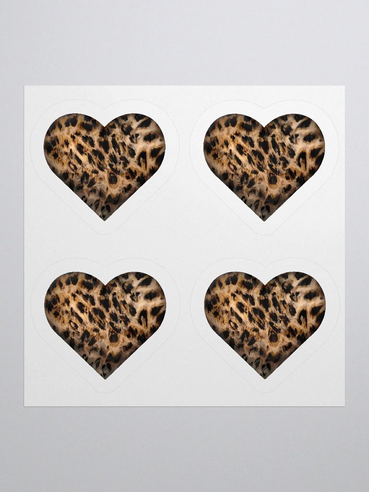 Leopard Skin brown Fur Hearts - Kiss Cut Sticker product image (1)