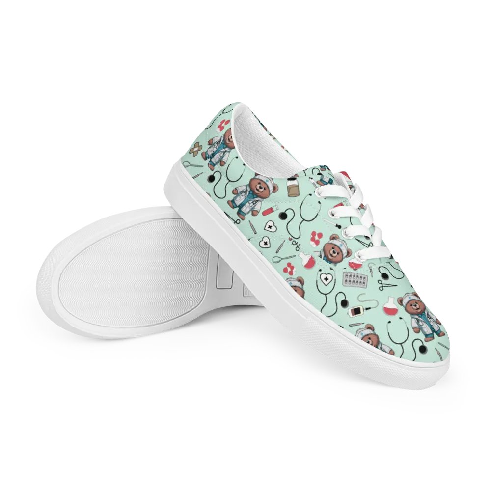 Cute Medical Bears Lace-up Canvas Shoes (Green) product image (7)