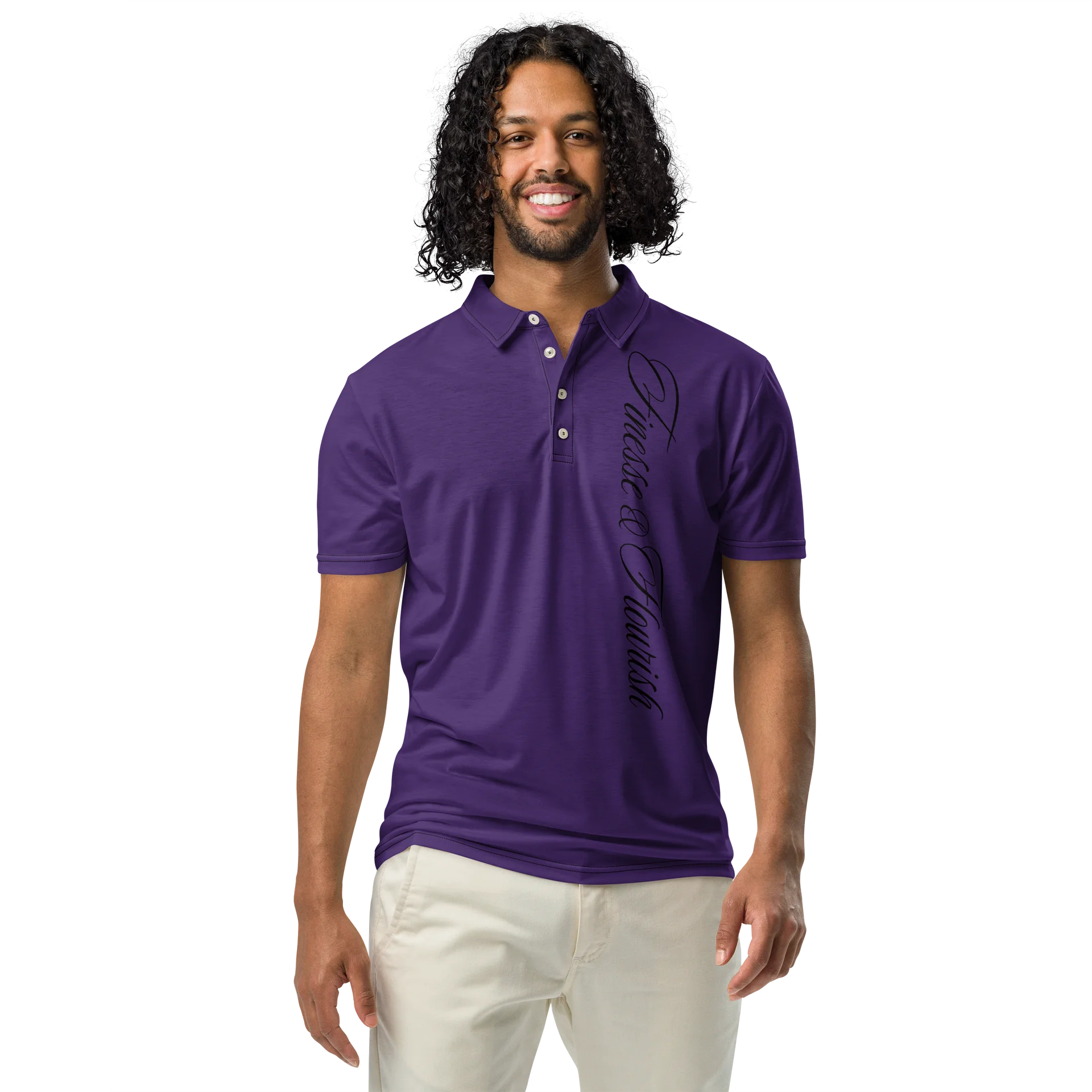 F&F Left Script Slim Fit Polo Shirt (PUR) product image (3)