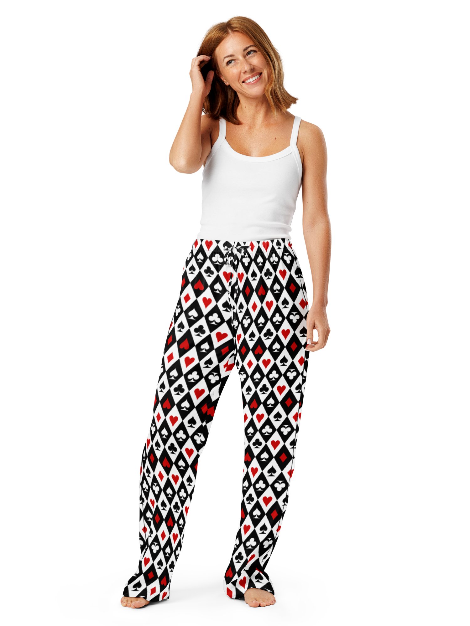 Retro Playing Card Suits Argyle All-Over Print Pajama Pants product image (2)