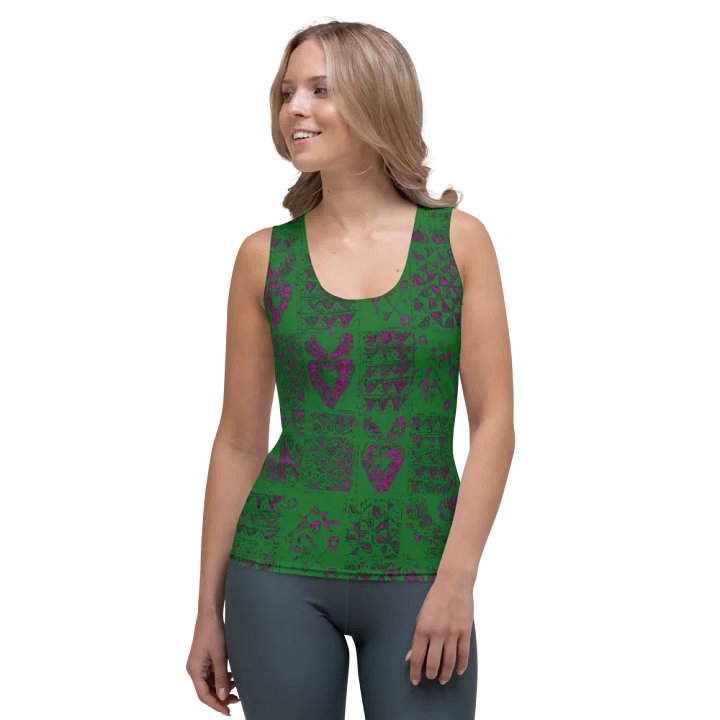 Vibrant Green and Pink Adire Women's Tank Top product image (1)