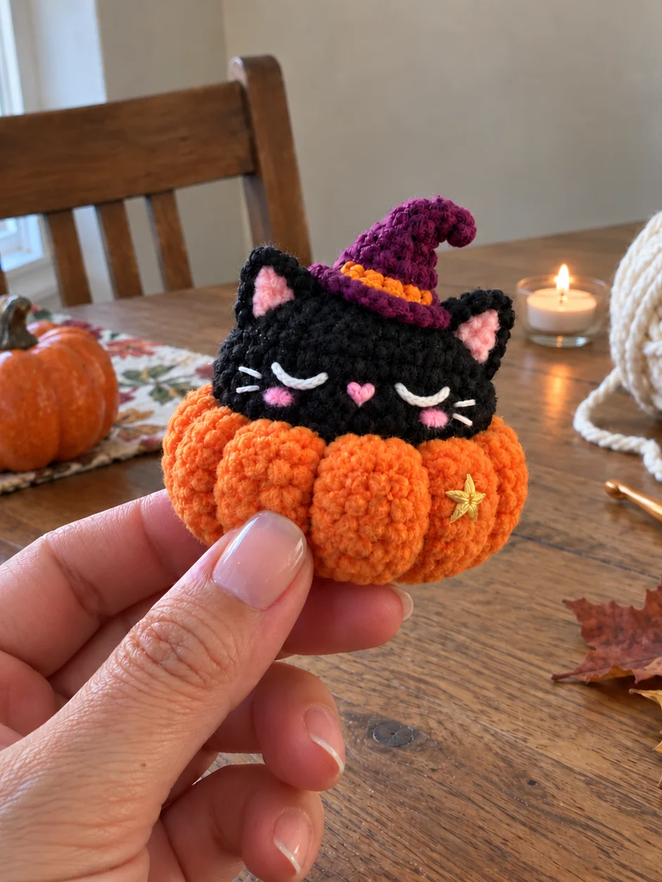 Pumpkin Witch Kitty Crochet Pattern product image (1)