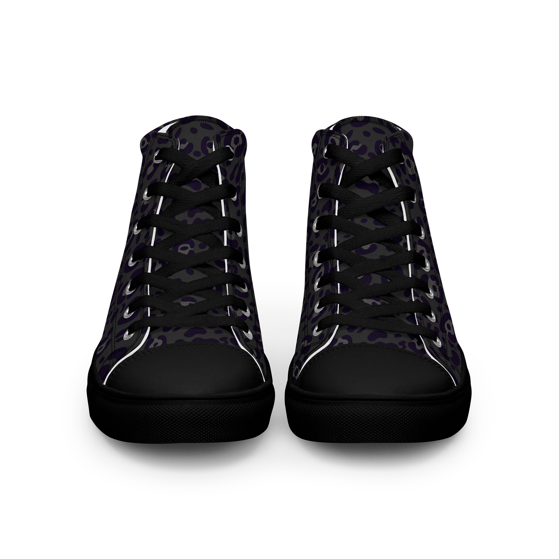 Comfortable Men's High Top Canvas Shoes with Bold Black Leopard Print product image (3)