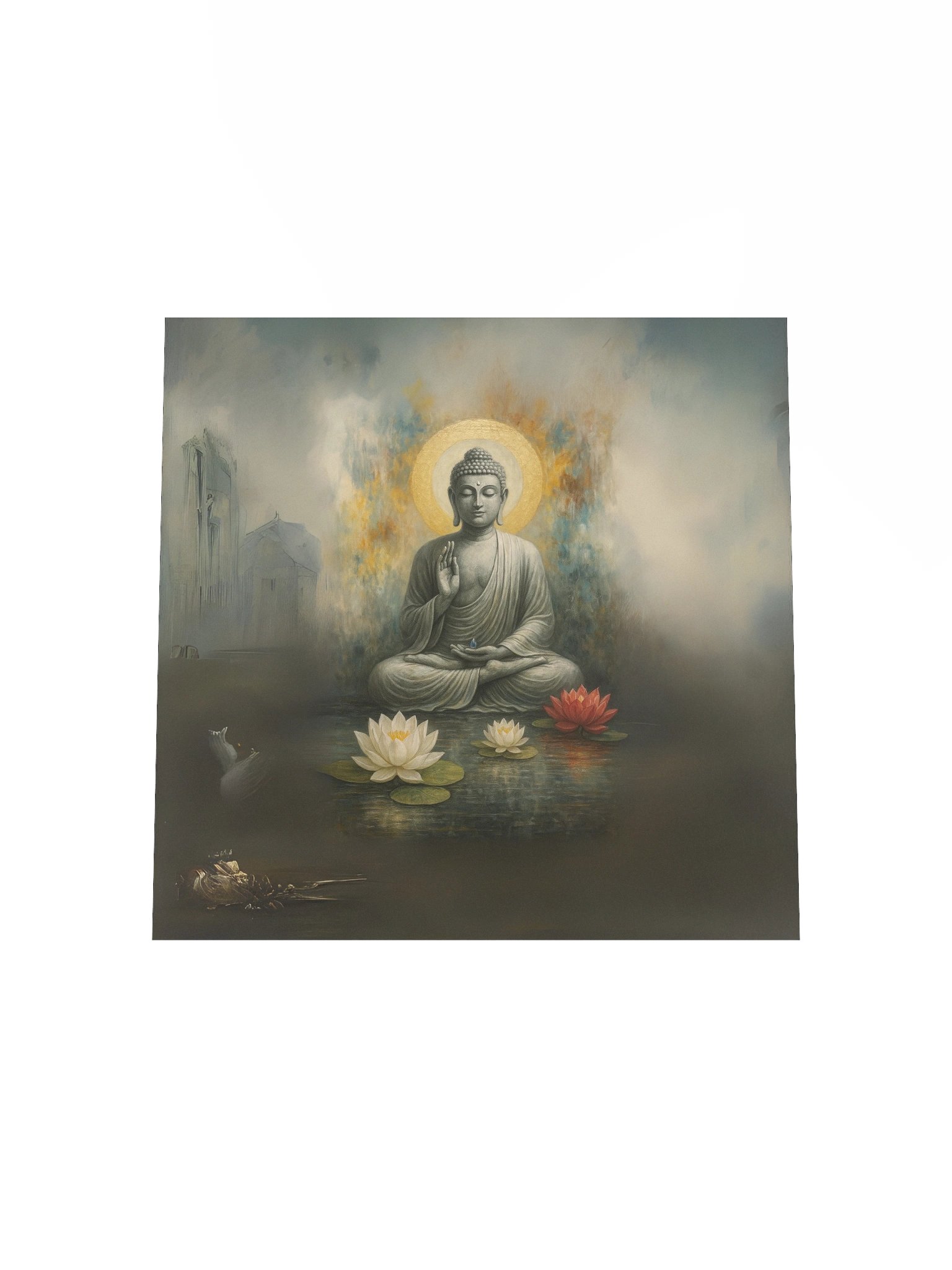 Serene Buddha with Lotus Flowers – Nichiren Buddhism Meditation Poster (Enhanced Matte Paper) product image (19)