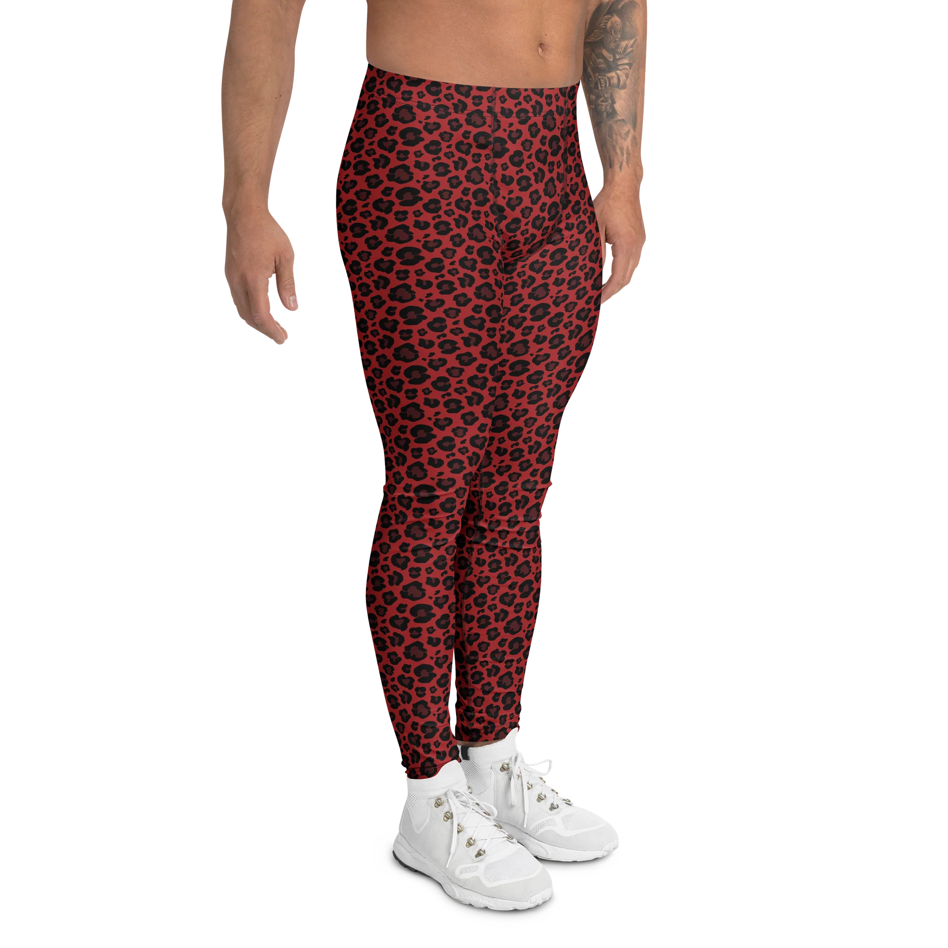 Bold Red Leopard Print Men's Leggings product image (3)