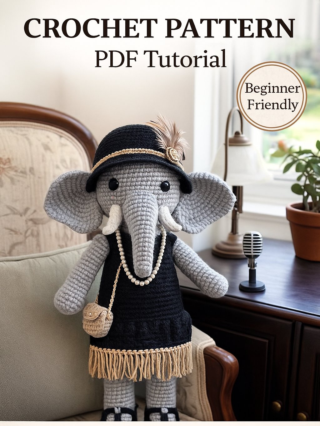 Crochet Elephant Doll Pattern • Vintage Flapper Amigurumi • PDF Tutoria product image (1)
