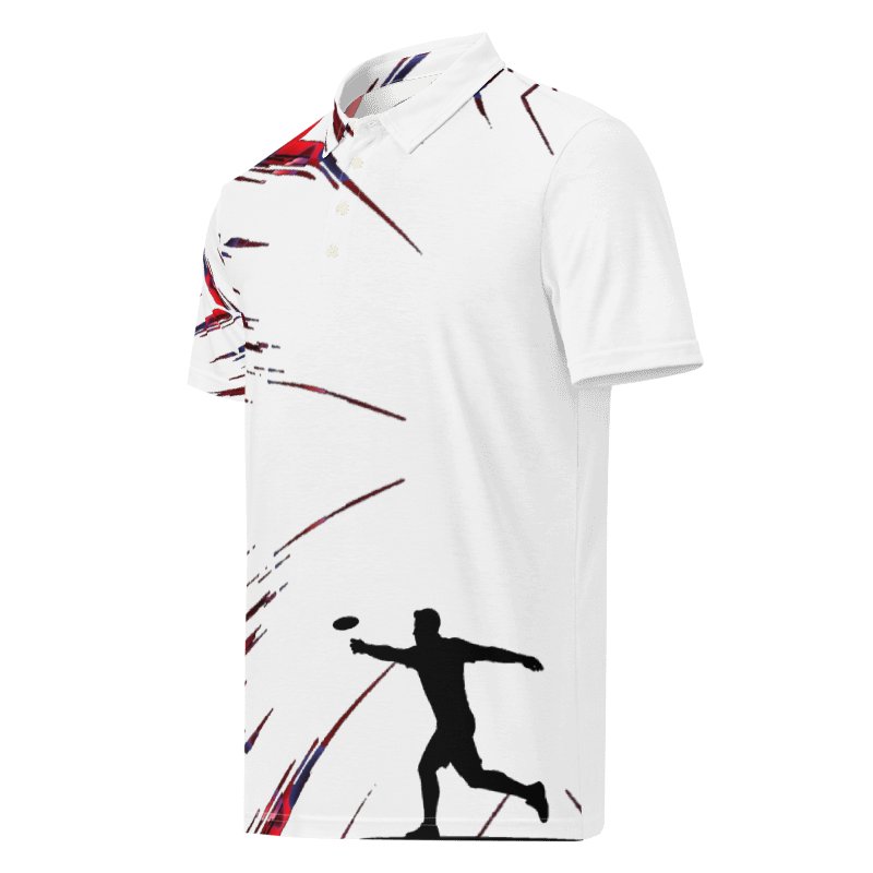 Fancy Lads White Polo "Disc Golfer Silhouette" product image (3)