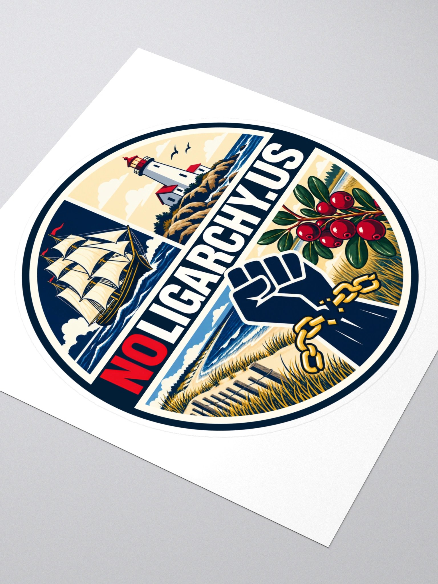 Massachusetts NOLIGARCHY.US sticker product image (3)