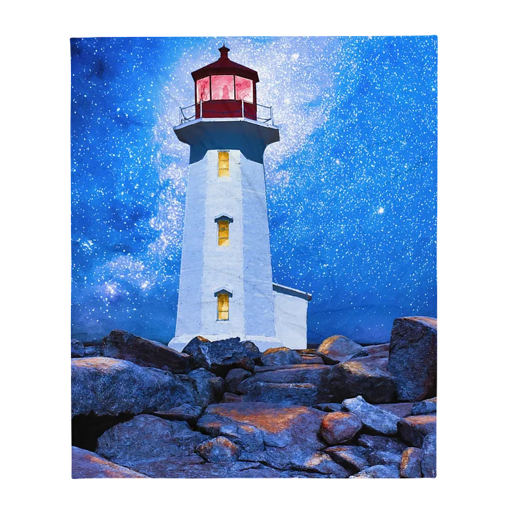 Peggy's Cove Lighthouse By Night Throw Blanket product image (1)