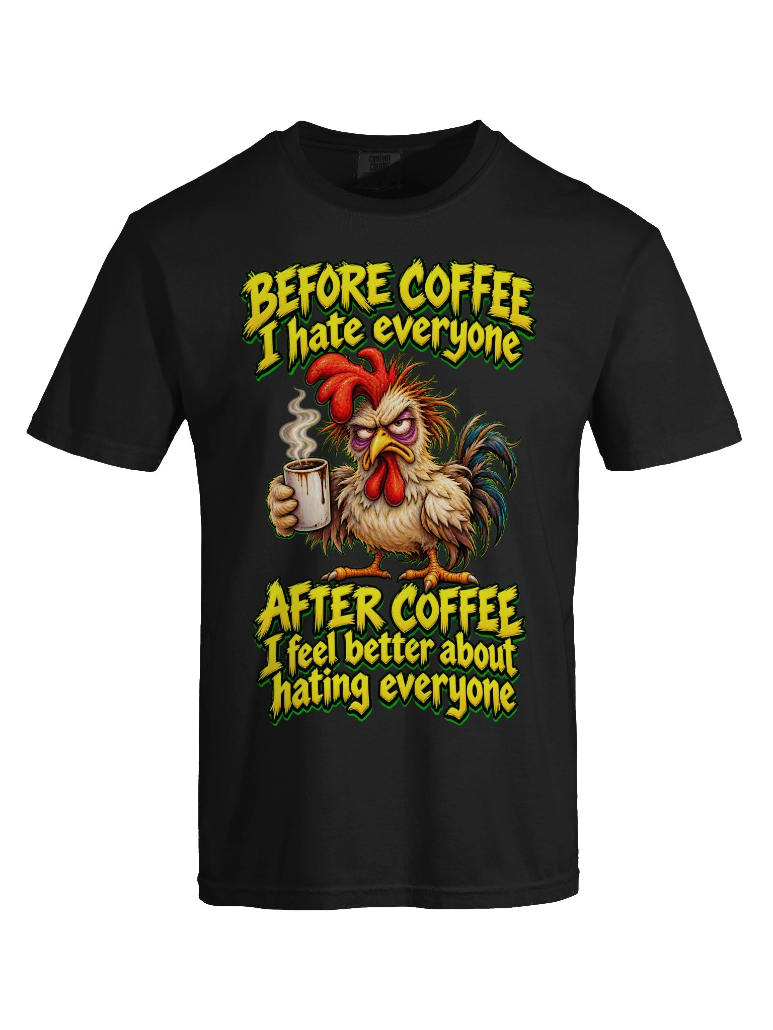 Before Coffee – Rooster Graphic T-Shirt product image (9)