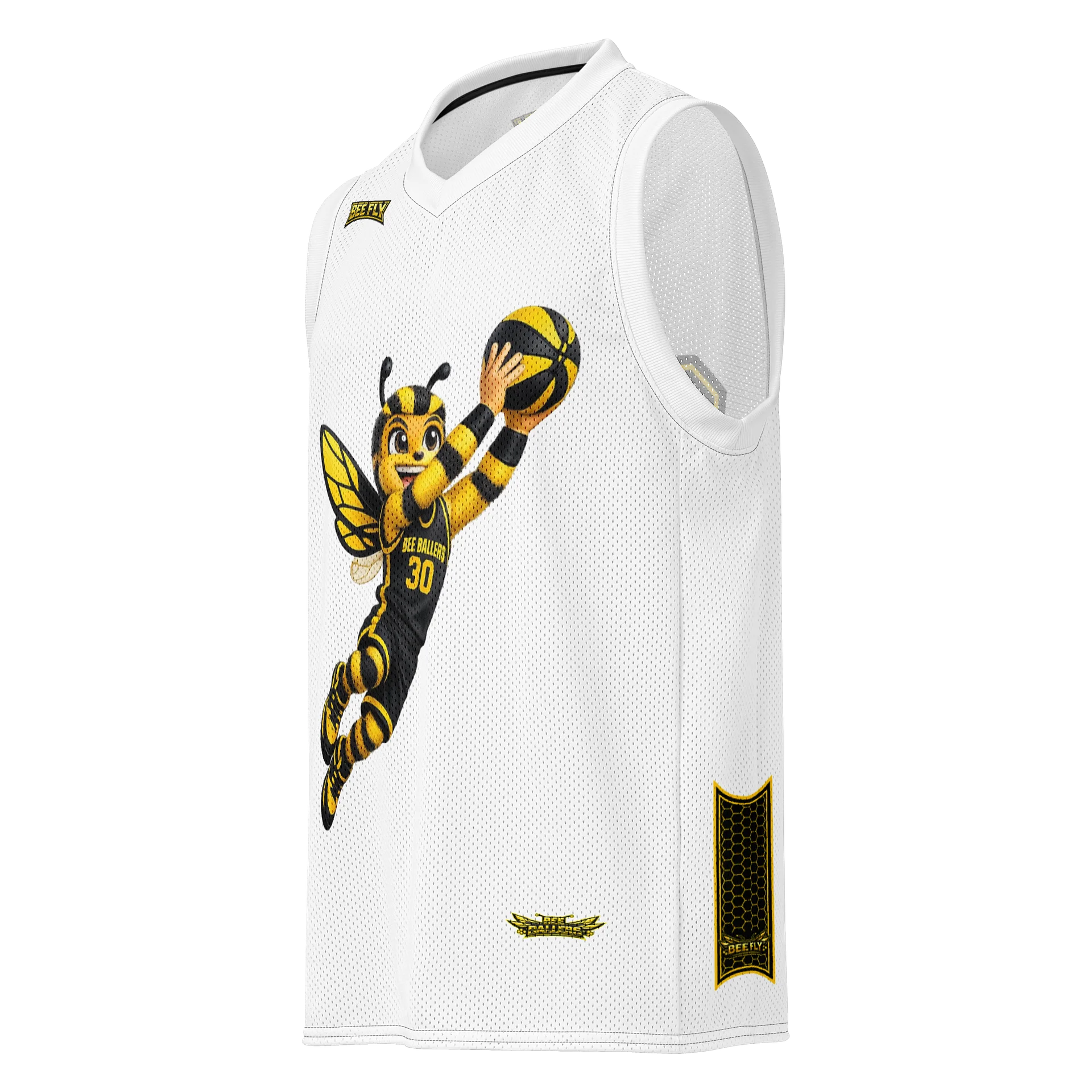 BEE BALLERS™ Bee Fly White Mesh Basketball Jersey product image (1)