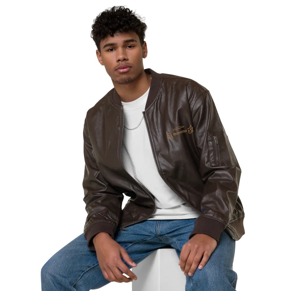 ANGELIC monochrome brown faux leather jacket product image (5)