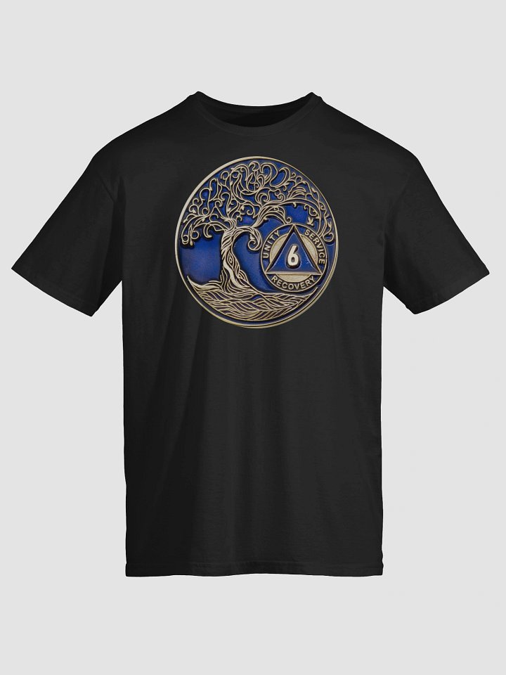 Twisted Tree of Life 6th Year Sobriety Blue Medallion | Recovery T-Shirt Inspiring Sobriety product image (1)
