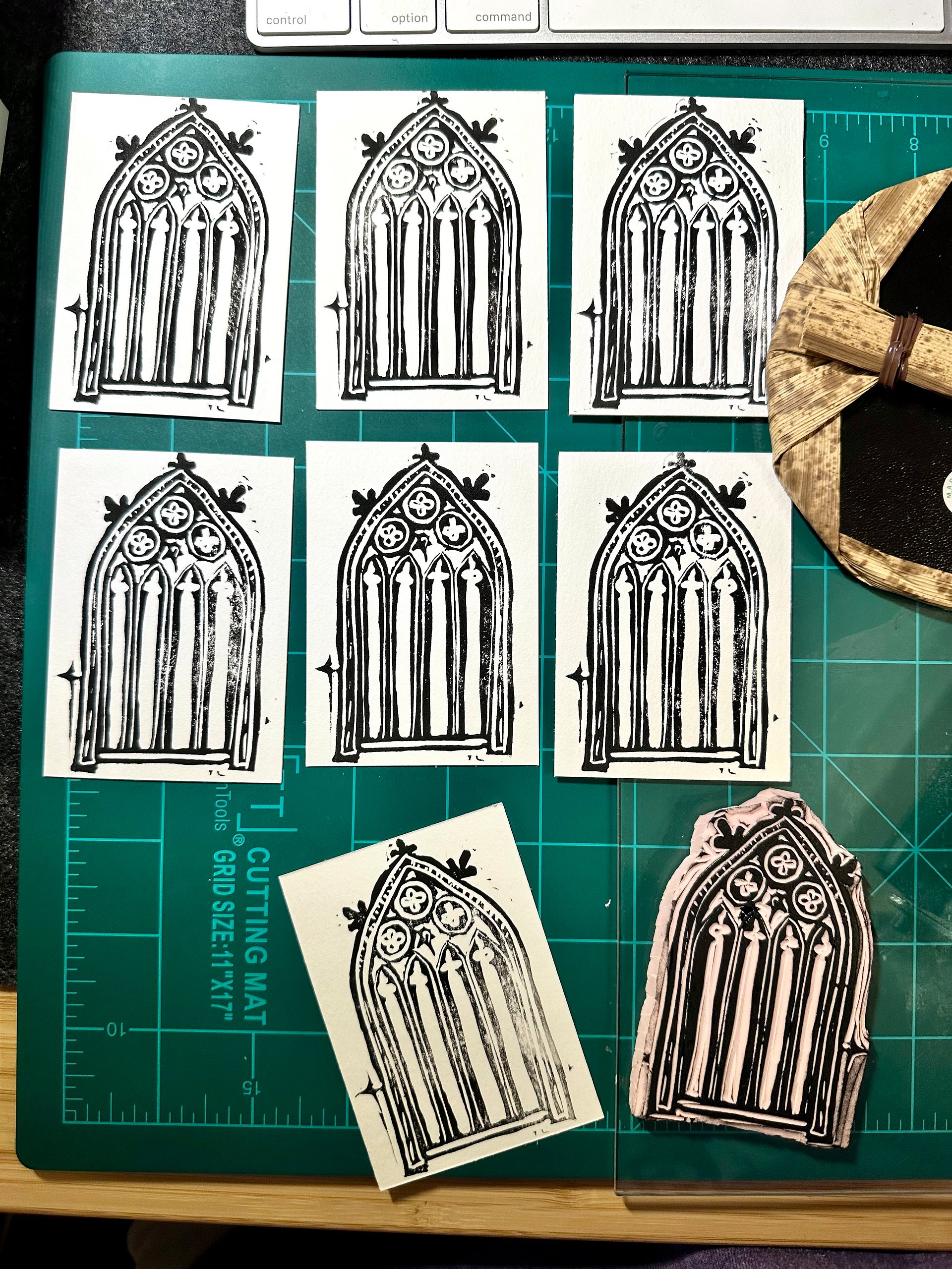 Gothic Window Linocut ACEO product image (3)
