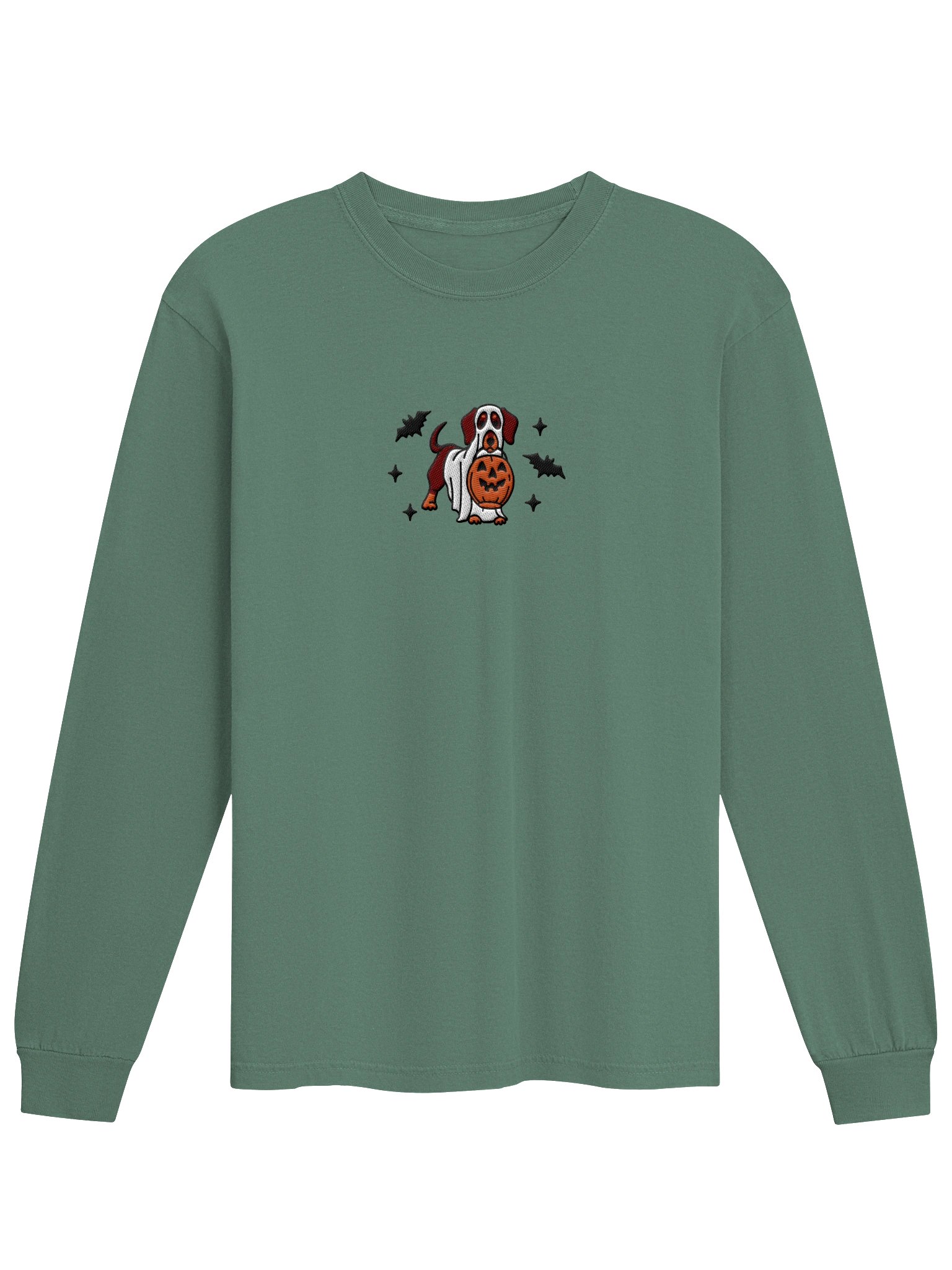 Halloween Dachshund(Red & Tan) Embroidered Long-sleeved T-Shirt product image (4)