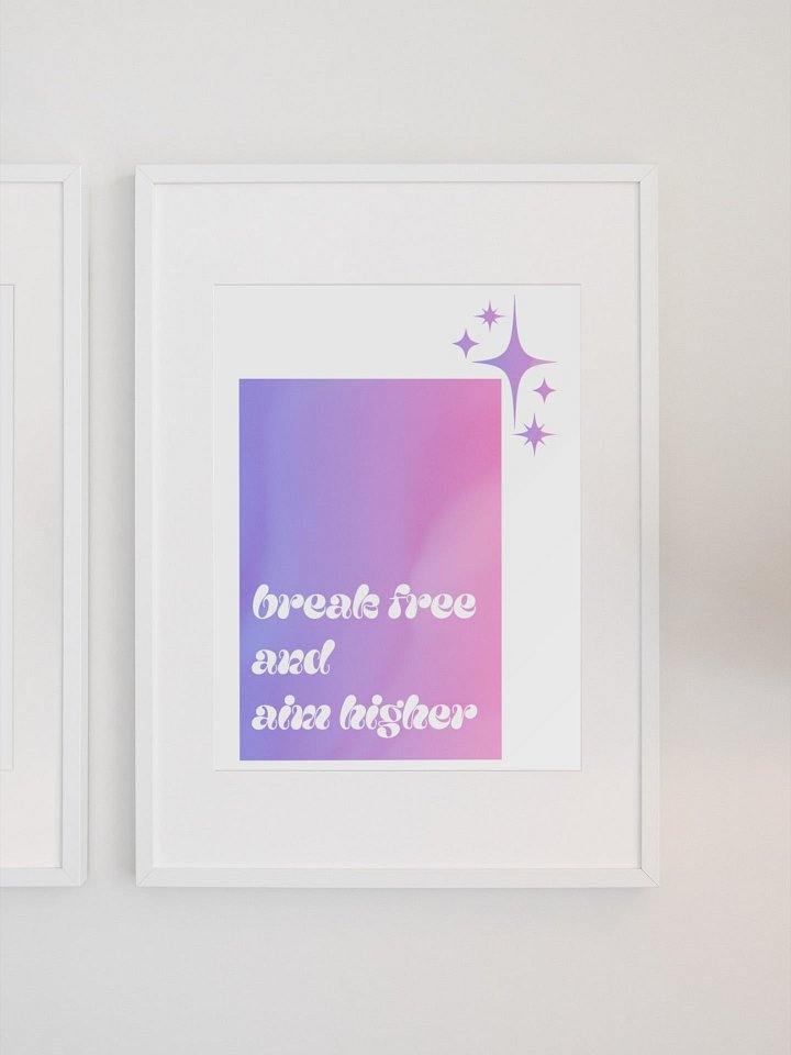 Aim Higher Inspirational Quote, Break Free Motivational Print, Purple Gradient Wall Art, Office Decor, Encouragement Gift Shiny Stars Poster product image (1)