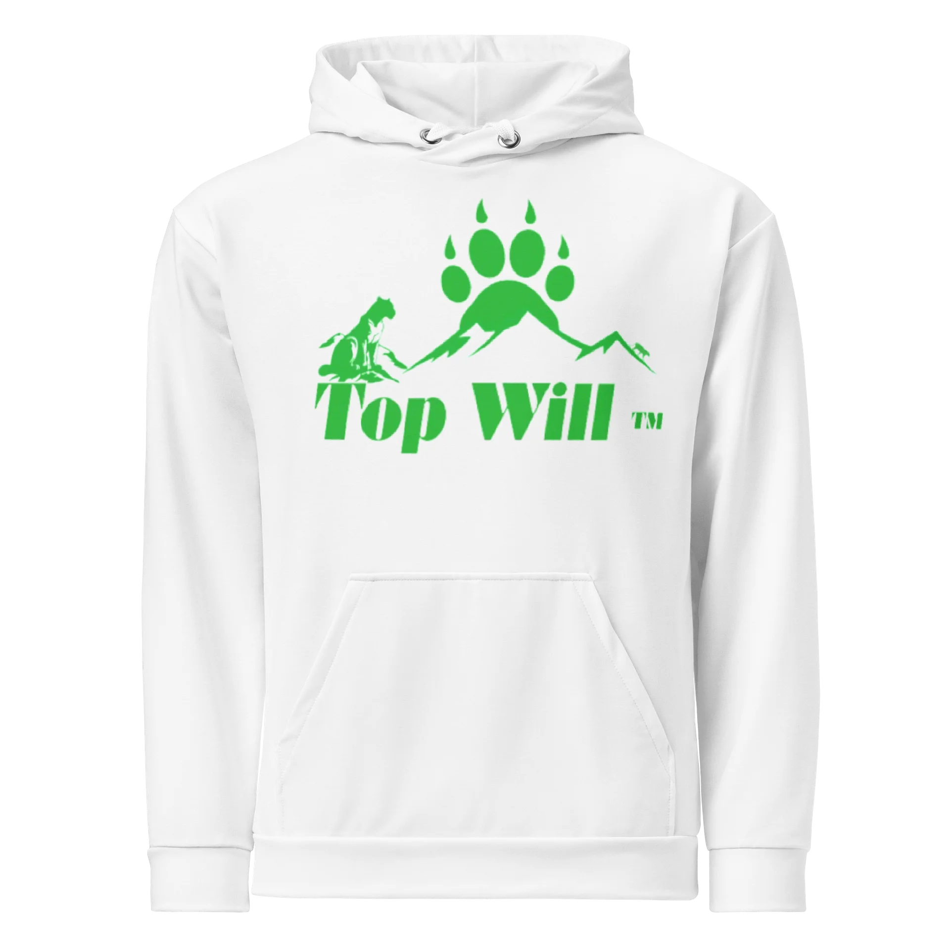 Top Will™ Unisex White & Green Cotton Hoodie product image (1)