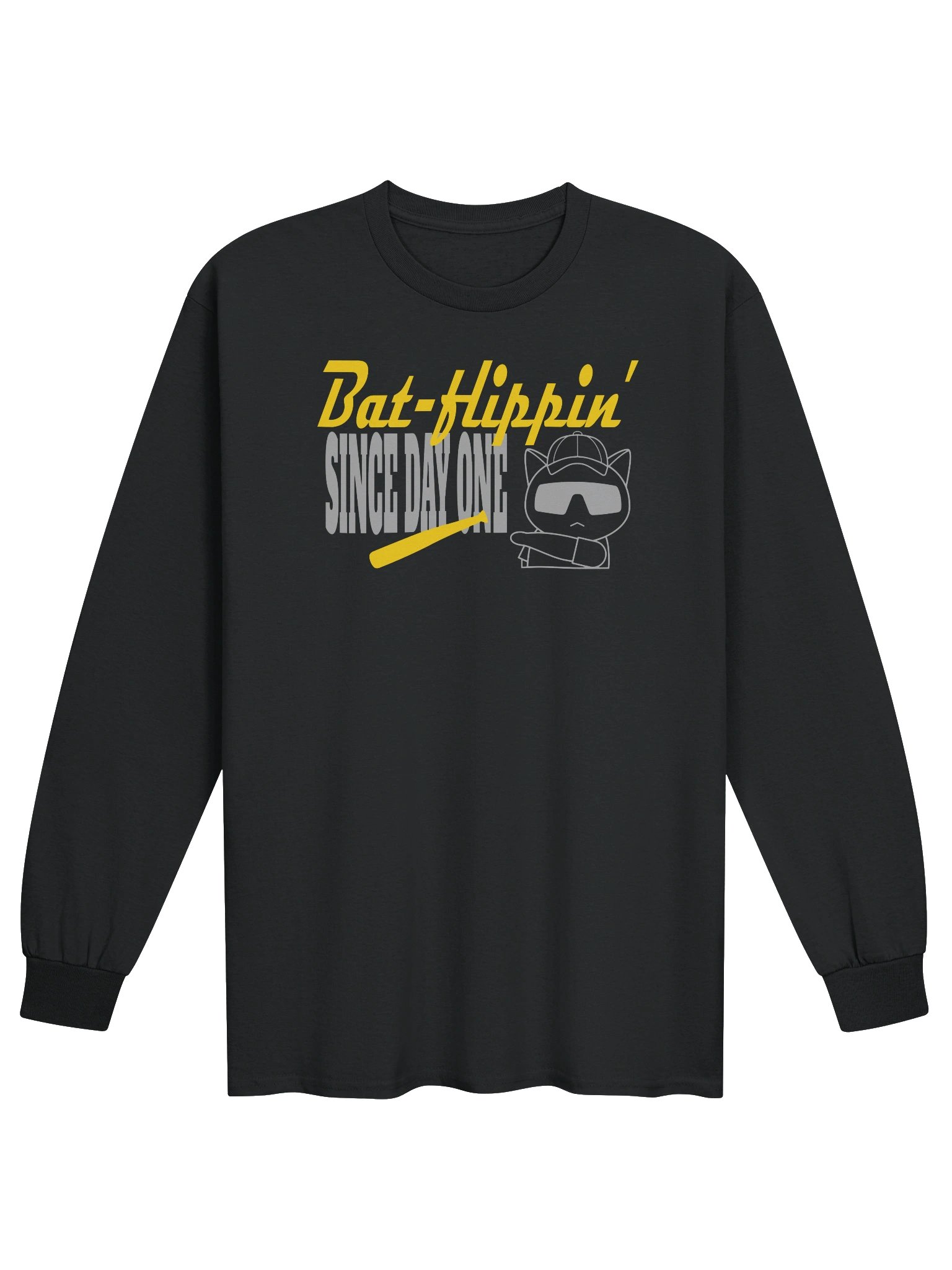 Baseball Cat (Bat-flippin' Since Day One) - Unisex Adult Long Sleeve T-shirt product image (1)