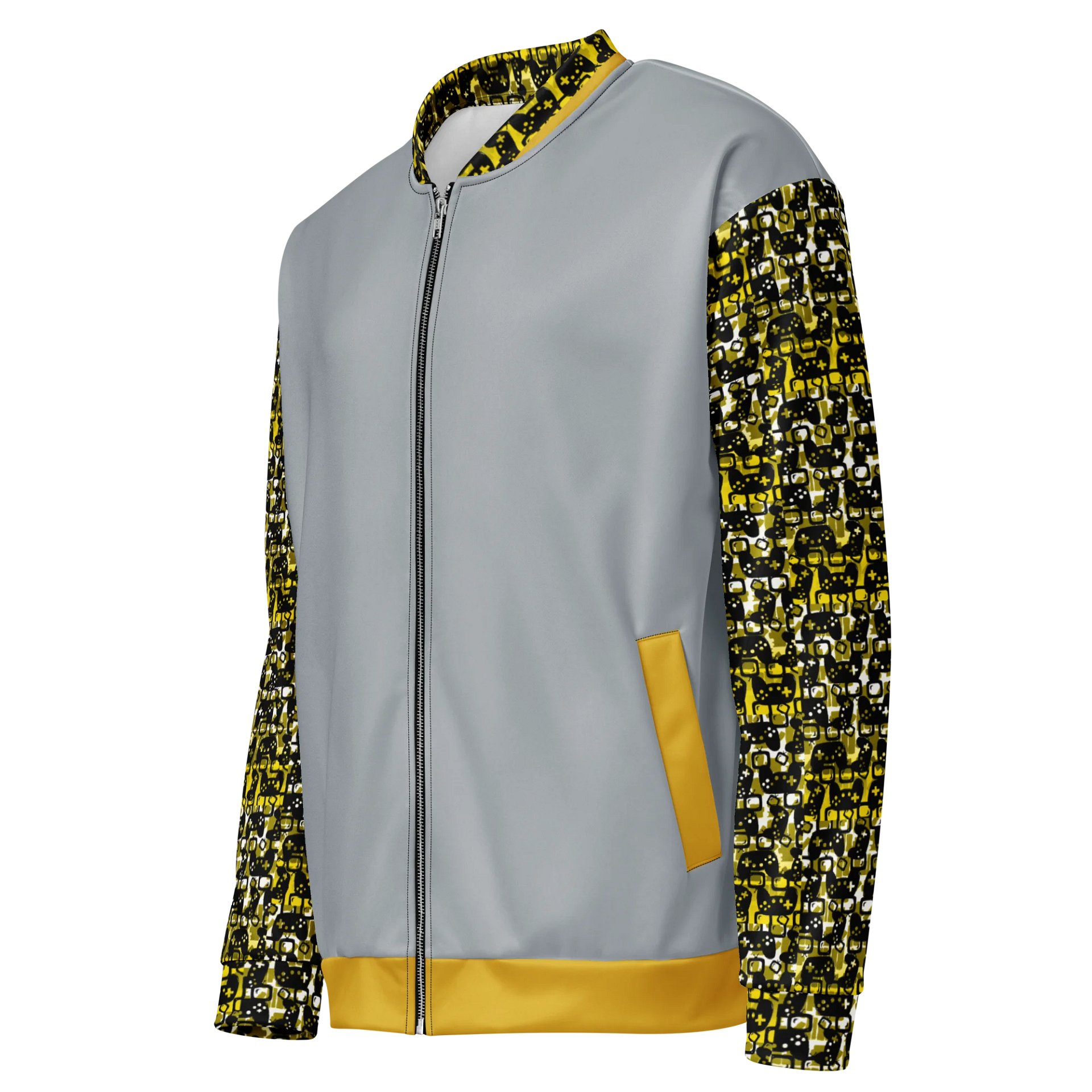 Experience Stories Unisex Bomber Jacket (Gold, Gray, and Black) product image (1)